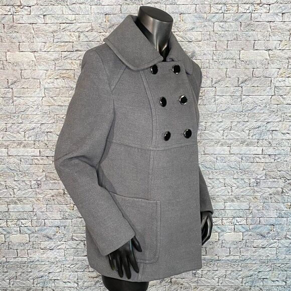 Style and Co. Double Breasted Pea Coat Size Small Button Down Gray Pocket - Picture 3 of 7